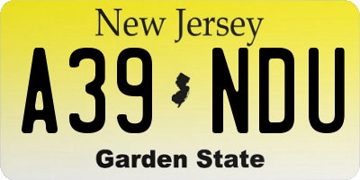 NJ license plate A39NDU