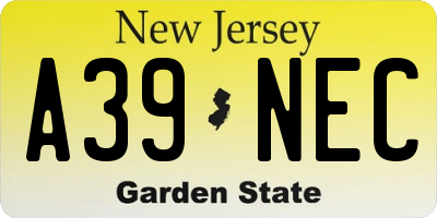 NJ license plate A39NEC