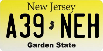NJ license plate A39NEH