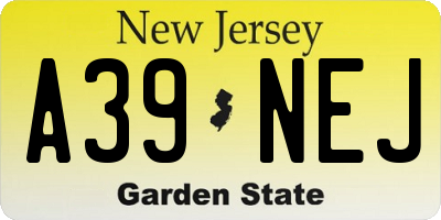 NJ license plate A39NEJ