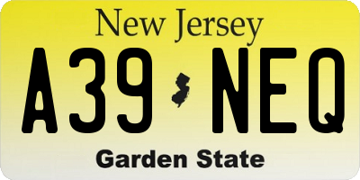 NJ license plate A39NEQ