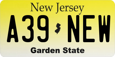 NJ license plate A39NEW