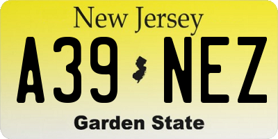 NJ license plate A39NEZ
