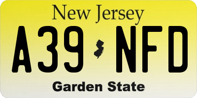 NJ license plate A39NFD