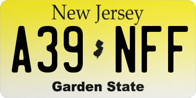 NJ license plate A39NFF