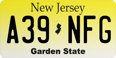 NJ license plate A39NFG