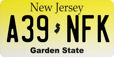 NJ license plate A39NFK