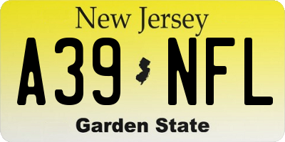 NJ license plate A39NFL