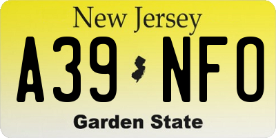 NJ license plate A39NFO