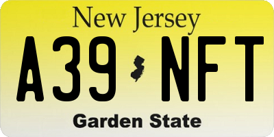 NJ license plate A39NFT