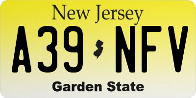 NJ license plate A39NFV