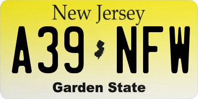 NJ license plate A39NFW