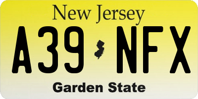 NJ license plate A39NFX