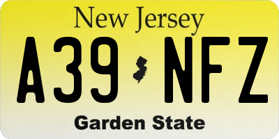 NJ license plate A39NFZ