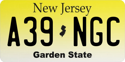 NJ license plate A39NGC