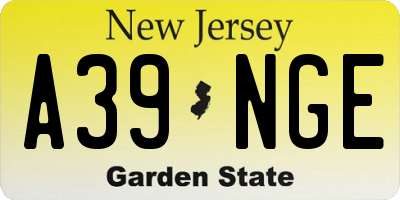 NJ license plate A39NGE