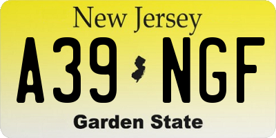 NJ license plate A39NGF