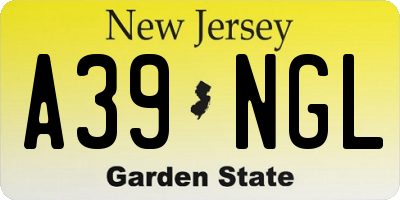 NJ license plate A39NGL