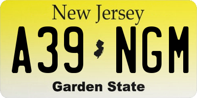 NJ license plate A39NGM