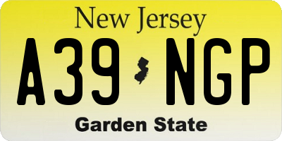 NJ license plate A39NGP