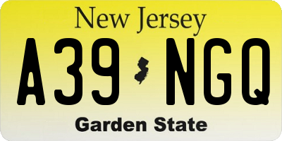NJ license plate A39NGQ
