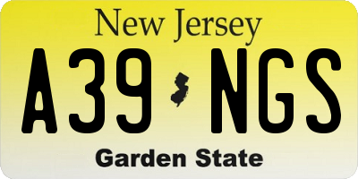 NJ license plate A39NGS