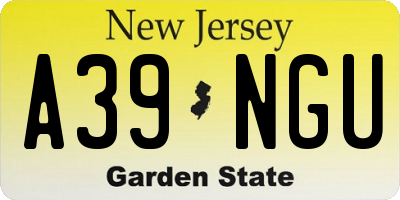NJ license plate A39NGU