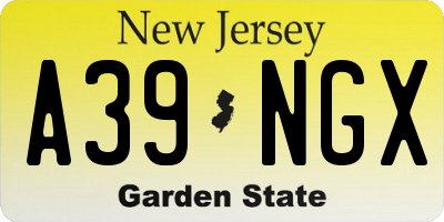 NJ license plate A39NGX