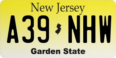 NJ license plate A39NHW