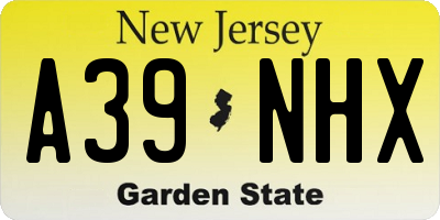 NJ license plate A39NHX