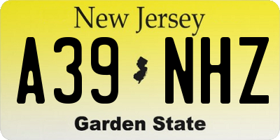NJ license plate A39NHZ