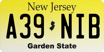 NJ license plate A39NIB