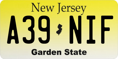 NJ license plate A39NIF