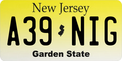 NJ license plate A39NIG