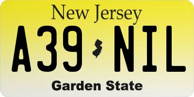 NJ license plate A39NIL