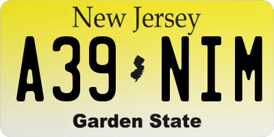 NJ license plate A39NIM