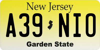 NJ license plate A39NIO