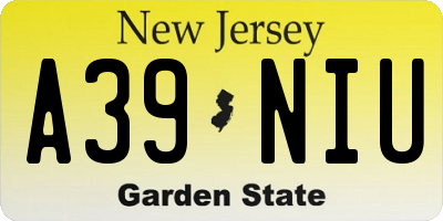 NJ license plate A39NIU