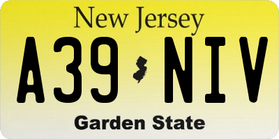 NJ license plate A39NIV