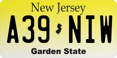 NJ license plate A39NIW