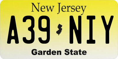 NJ license plate A39NIY