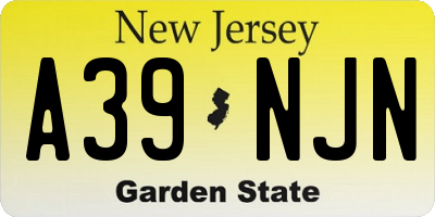 NJ license plate A39NJN