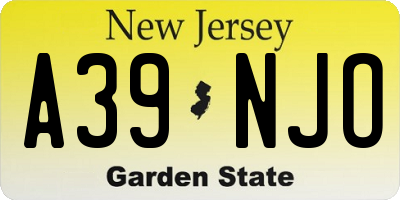 NJ license plate A39NJO