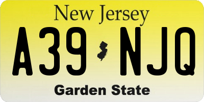 NJ license plate A39NJQ