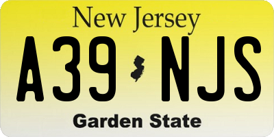 NJ license plate A39NJS