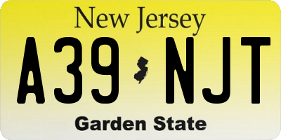 NJ license plate A39NJT