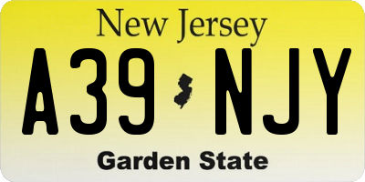 NJ license plate A39NJY