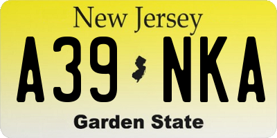 NJ license plate A39NKA