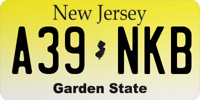 NJ license plate A39NKB