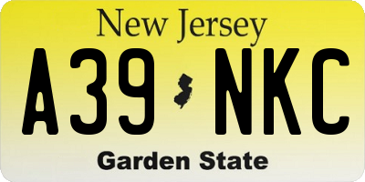 NJ license plate A39NKC